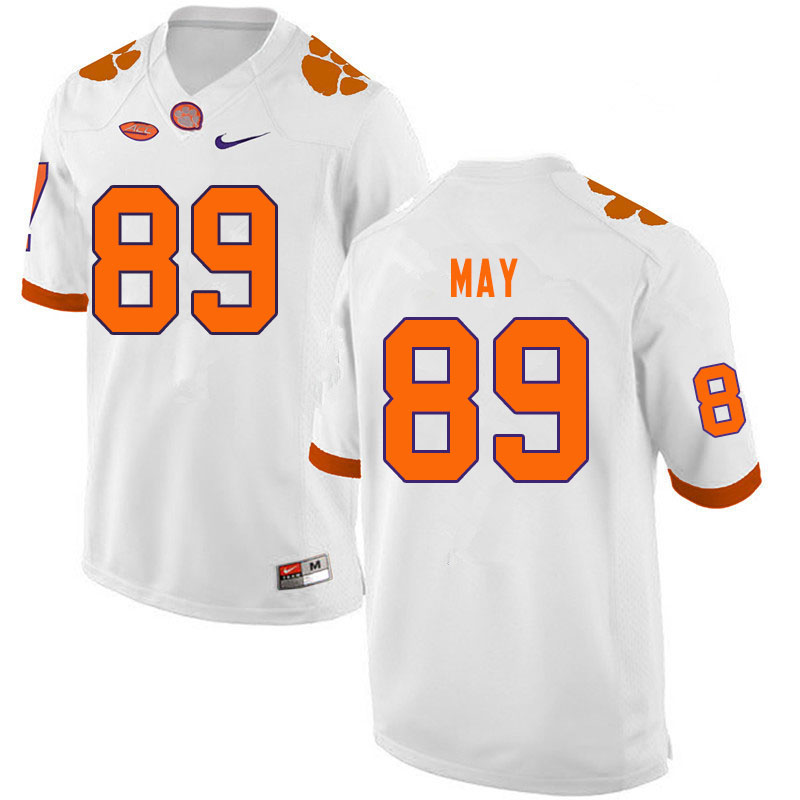 Men #89 Max May Clemson Tigers College Football Jerseys Sale-White - Click Image to Close